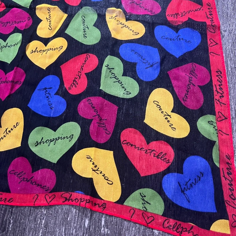 Vintage‎ Elaine Gold Couture Cellphones Shopping Hearts Print Scarf Neckerchief